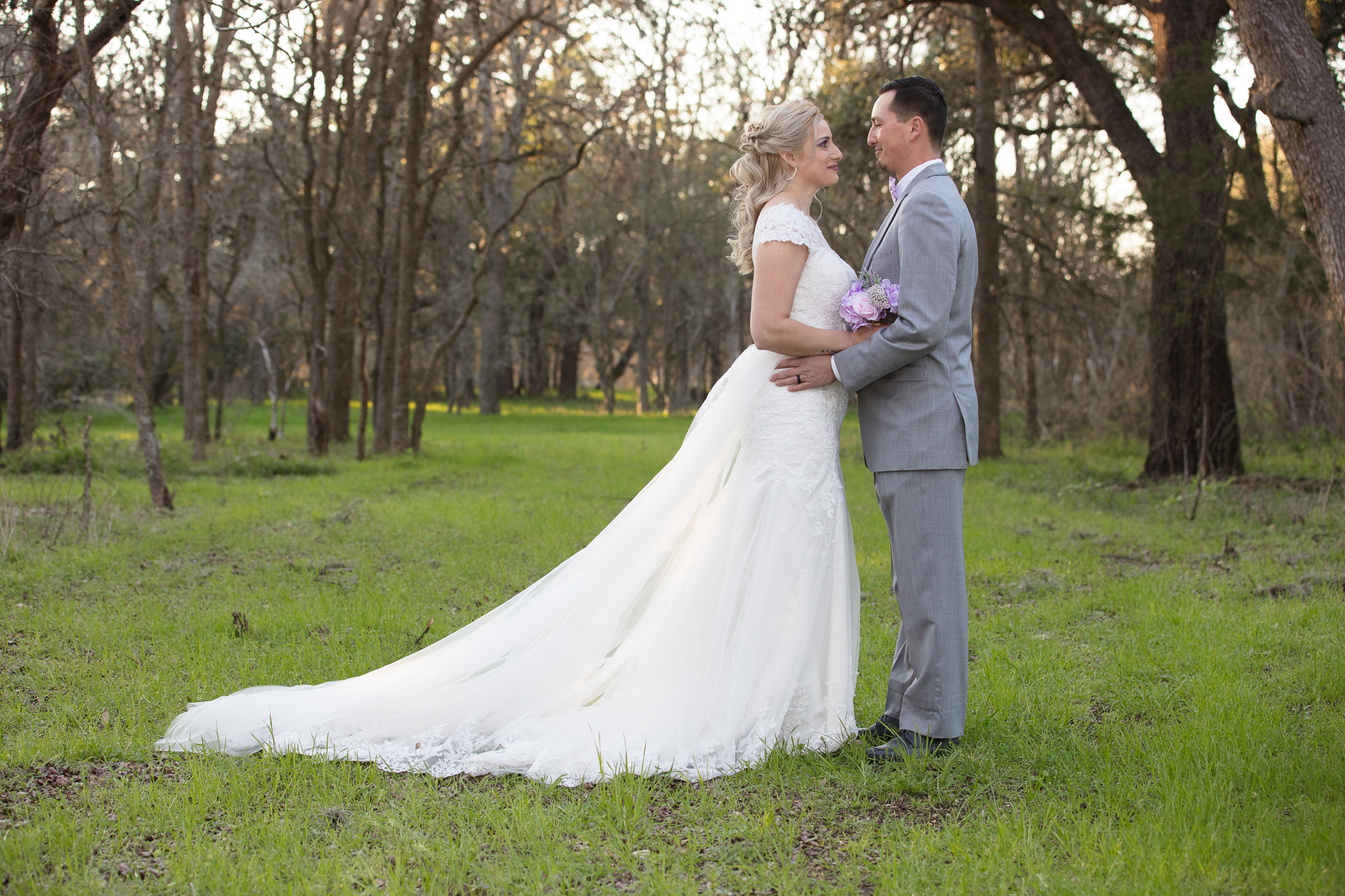 op wedding venues in Houston - Elegant bride and groom outdoor portrait