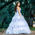 Houston Quinceanera photographer capturing luxury XV gown and tiara portrait